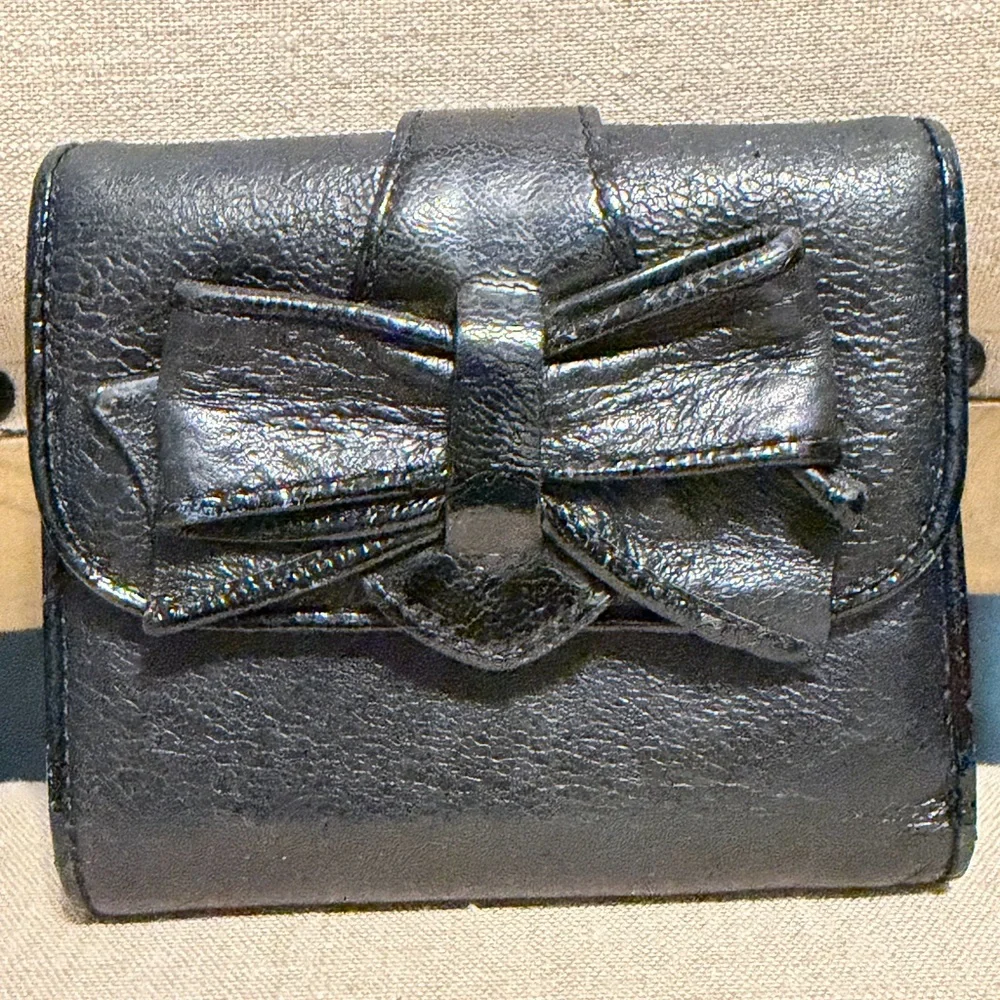 Betsey Johnson Vintage Leather Black Bow Wallet